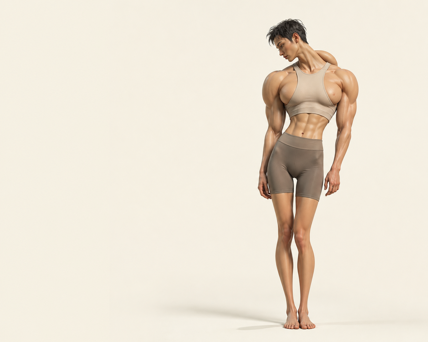 Alex, the fictional AI Fitness Body, shown in a speculative editorial illustration.